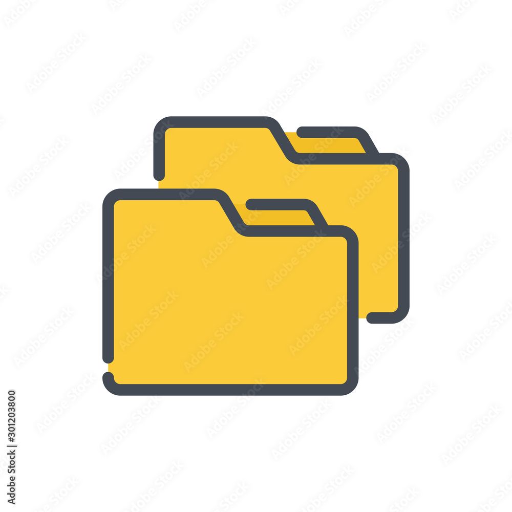 Aufkleber folder transfer color line icon. scope of folders vector outline colorful sign.