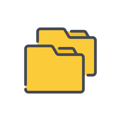 Folder transfer color line icon. Scope of folders vector outline colorful sign.