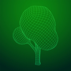 Mesh image of tree. Low poly background. Eco vector. Wireframe low poly mesh vector illustration