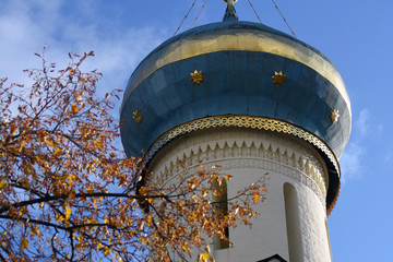 Architecture of Trinity Sergius Lavra, Sergiyev Posad, Russia. Color photo.	
