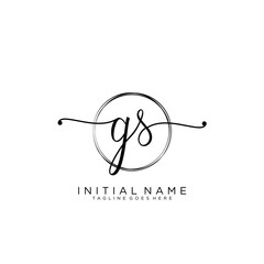GS Initial handwriting logo with circle template vector.