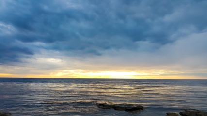 Beautiful sunset in the sea and beautiful cloudy landscape.