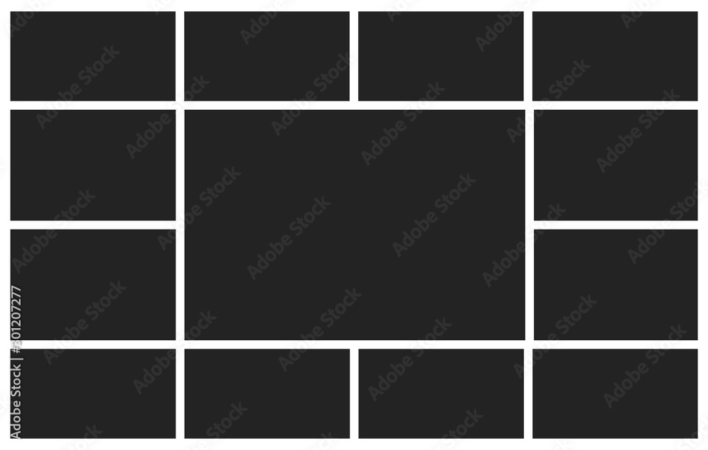 Poster templates collage thirteen frames photos. poster frame mockup. empty vector frames.