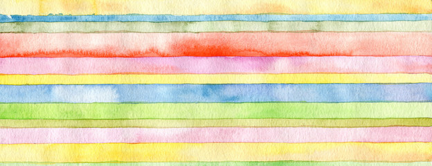 Abstract rainbow acrylic and watercolor strip line paint background. Texture paper.