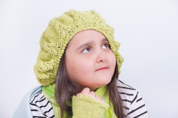 Girl in a green beret knitted dreams