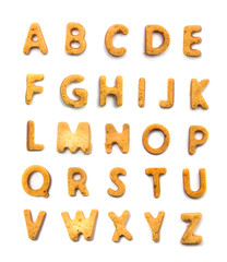 Alphabet cake letters isolated on the white background