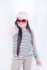 Cool girl showing thumbs up