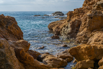 Seascape of resort area of the Costa Brava near town Lloret de Mar in Spain