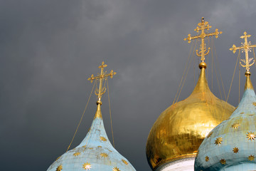 Architecture of Trinity Sergius Lavra, Sergiyev Posad, Russia. Color photo.	