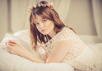 Woman Wearing A Floral Crown