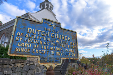 Rusty old sign with an inscription for the Old Dutch Church in Upstate New York
