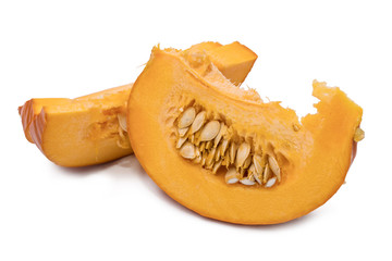 slice of natural pumpkin isolated on white background