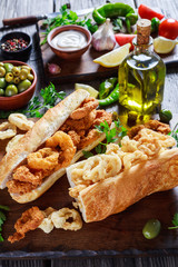 Bocadillos De Calamares on a wooden board