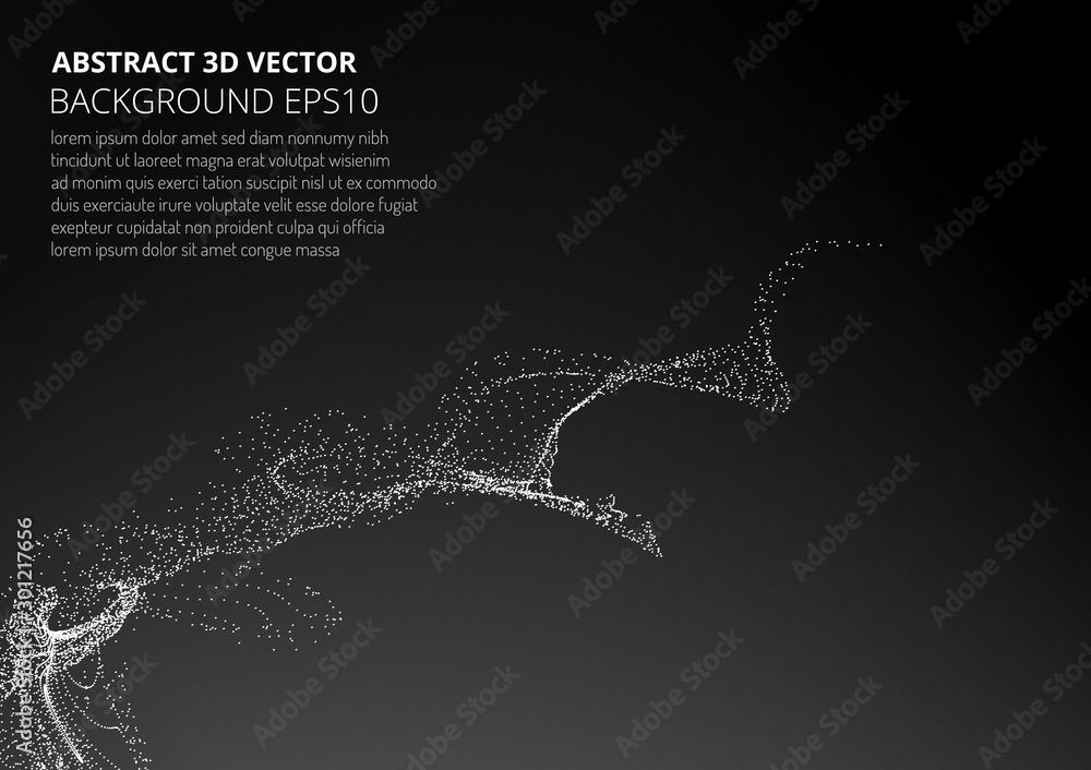 Poster abstract background with many particles. optical illusion of movement.