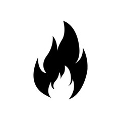  Fire flame icon, black icon isolated on white background