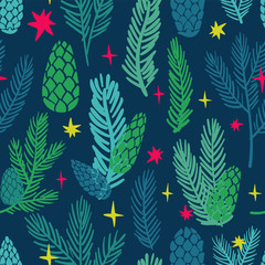 Funny seamless pattern of christmas decoration.