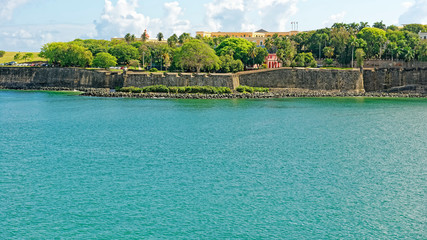 View from the sea of the Old City defensive walls in San Juan , Puerto Rico - 301222860
