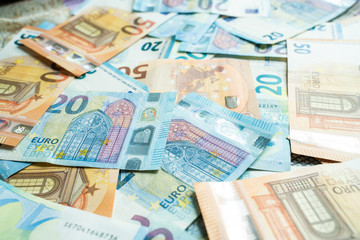 Obraz na płótnie Canvas Euro money bill vaious value background