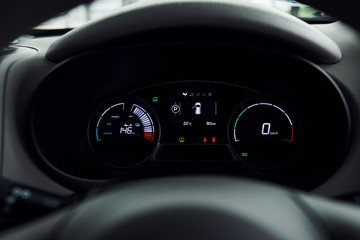 Detailed view of modern car's interior. Luxury and quality automobile