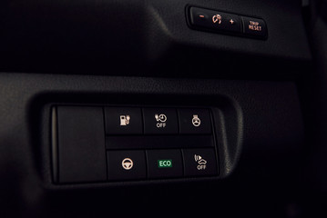 Detailed view of modern car's interior. Luxury and quality automobile