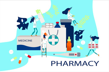 Pharmacists putting pills