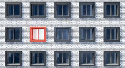 Fototapeta premium 3d render image simulating individuality with contrast color of window.