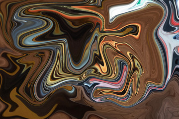 Abstraction in multicolored smooth lines of a wavy texture. Blurry colors of a colored background.
