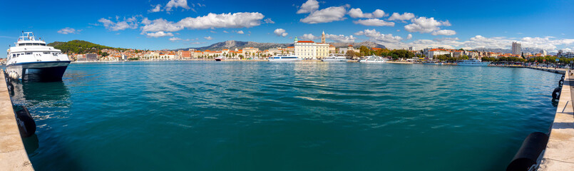 Split. Panorama of the city promenade on a sunny day.