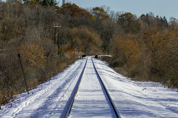 The first snow covered the railway