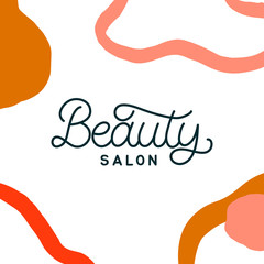 Hand drawn knitting logo. The inscription: Beauty salon. Perfect design for greeting cards, posters, T-shirts, banners, print invitations.