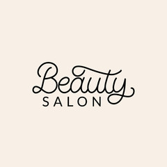 Hand drawn logo. The inscription: Beauty salon. Perfect design for greeting cards, posters, T-shirts, banners, print invitations.