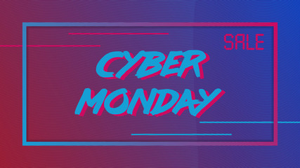 Cyber monday sale background illustration. Retro style lettering banner for sale