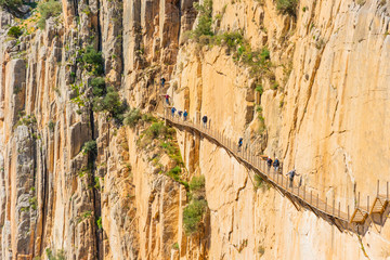 view of El Caminito del Rey or King's Little Path, one of the most Dangerous Footpath reopened 2015 Malaga, Spain