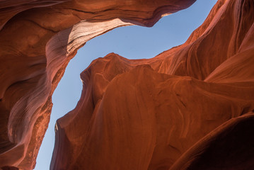 Beautiful sandstone rock formations of Antelope Canyon in Page Arizona
