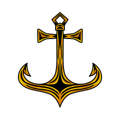 Vintage retro ship anchor isolated vector illustration on a white background. Design element.
