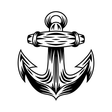 Vintage retro ship anchor isolated vector illustration on a white background. Design element.