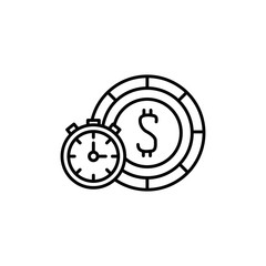 Isolated chronometer and coin icon line design