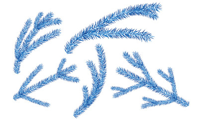 Collection of five blue vector branches