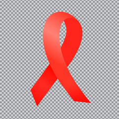 World aids day. Red ribbon isolated on transparent background. World aids day