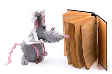 Rat - soft toy made of felted wool on a white background