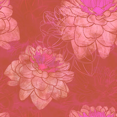 Seamless pattern with flowers of dahlia.