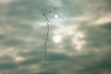 missile system fly on city at sky