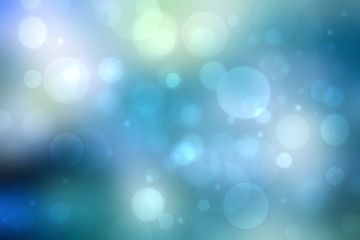 Obraz premium Abstract blurred vivid spring summer light delicate pastel blue light green bokeh background texture with bright soft color circles and bokeh lights. Card concept. Beautiful backdrop illustration.