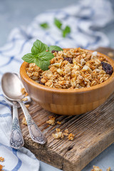 Homemade granola for a healthy breakfast.