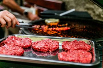 Close up a delicious fresh meat ready for grilling. Cooking concept