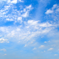 Light cumulus clouds in the blue sky.