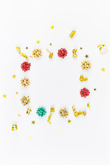 Christmas composition with golden frame