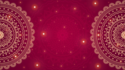 Flower mandala on red background. folk floral illustration with place for text