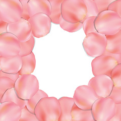 Rose petals frame. Vector floral illustration for invitation, greeting card, poster, banner and wedding