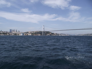 Fototapeta na wymiar View of the Bosphorus Strait from the Board of a pleasure boat